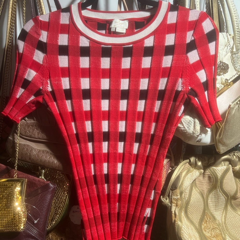 kate spade Red and Black Checkered Sweater